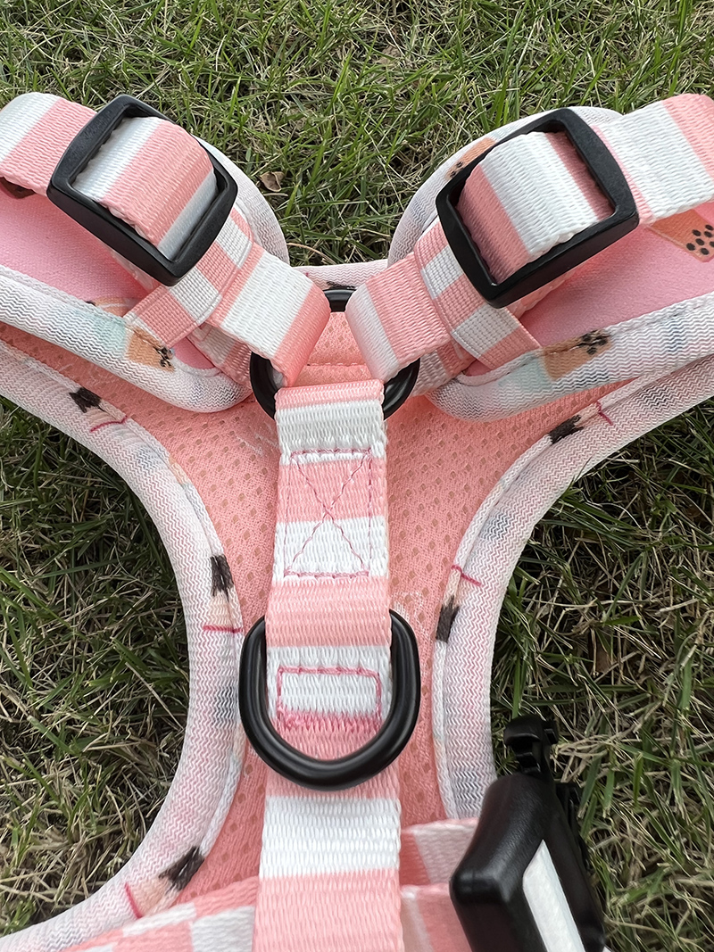OKEYPETS High Quality Dog Harness Soft Custom Logo Soild Color Pink Sublimation Dog Harness Set 7
