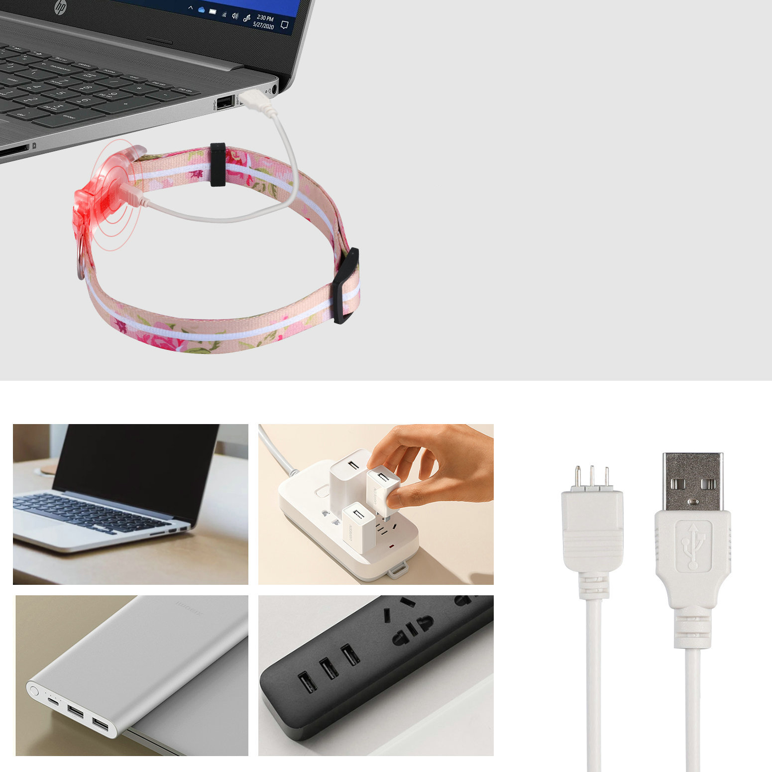 Collier lumineux LED OKEYPETS pour chiens de taille moyenne et grande, compatible USB 10