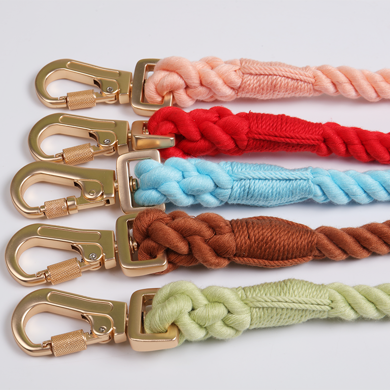 OKEYPETS Laisse pour chien en corde de coton faite main, rose ombré multicolore, idéale pour un mariage avec une fille. 9