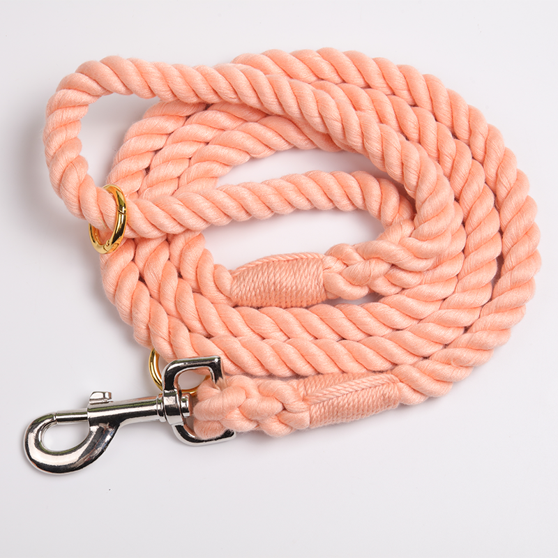 OKEYPETS Laisse pour chien en corde de coton faite main, rose ombré multicolore, idéale pour un mariage avec une fille. 17