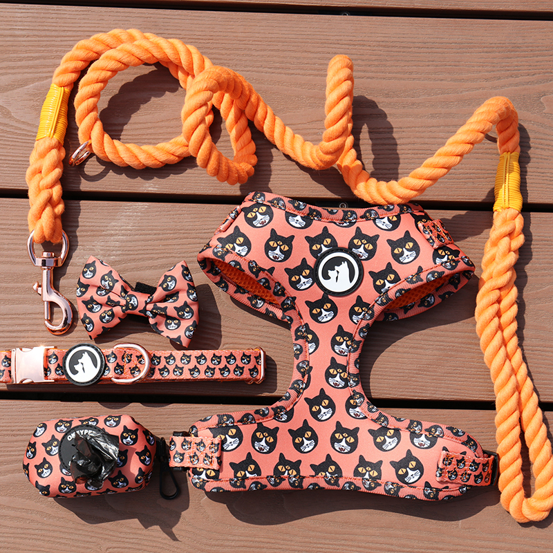 OKEYPETS Laisse pour chien en corde de coton faite main, rose ombré multicolore, idéale pour un mariage avec une fille. 30