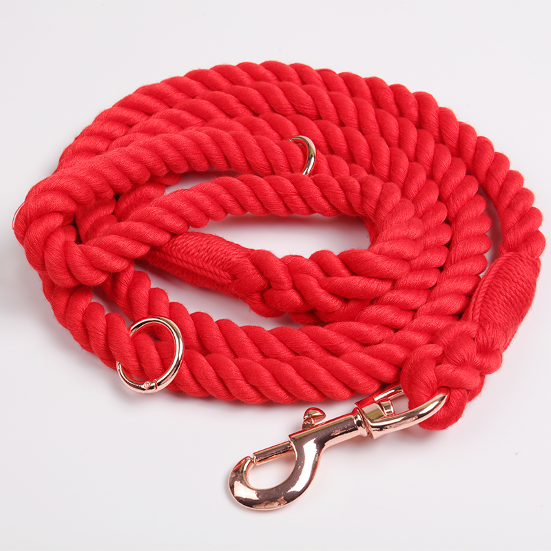 OKEYPETS Laisse pour chien en corde de coton faite main, rose ombré multicolore, idéale pour un mariage avec une fille. 14
