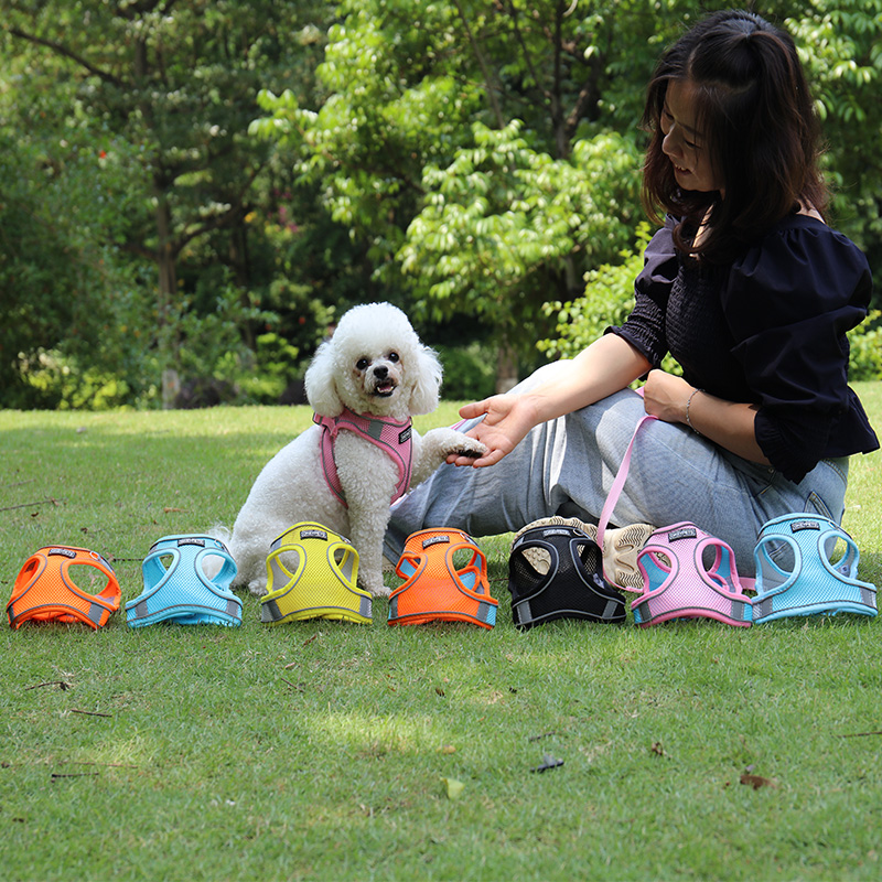 Laisses en nylon pour animaux de compagnie en gros, harnais anti-traction en maille réfléchissante, harnais pour chien en maille réfléchissante, livraison en gros. 16