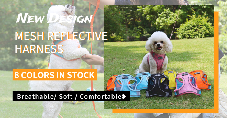 Laisses en nylon pour animaux de compagnie en gros, harnais anti-traction en maille réfléchissante, harnais pour chien en maille réfléchissante, livraison en gros. 8