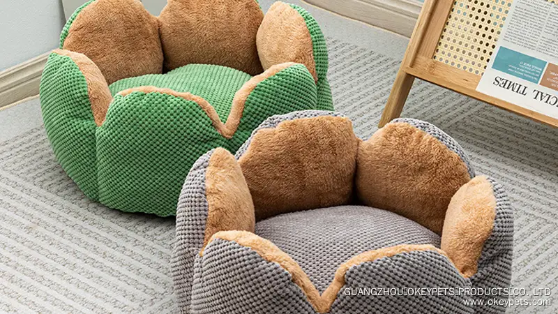 OKEYPETS Panier pour chat en tissu ultra doux et résistant, avec housse amovible et lavable et fond antidérapant 1