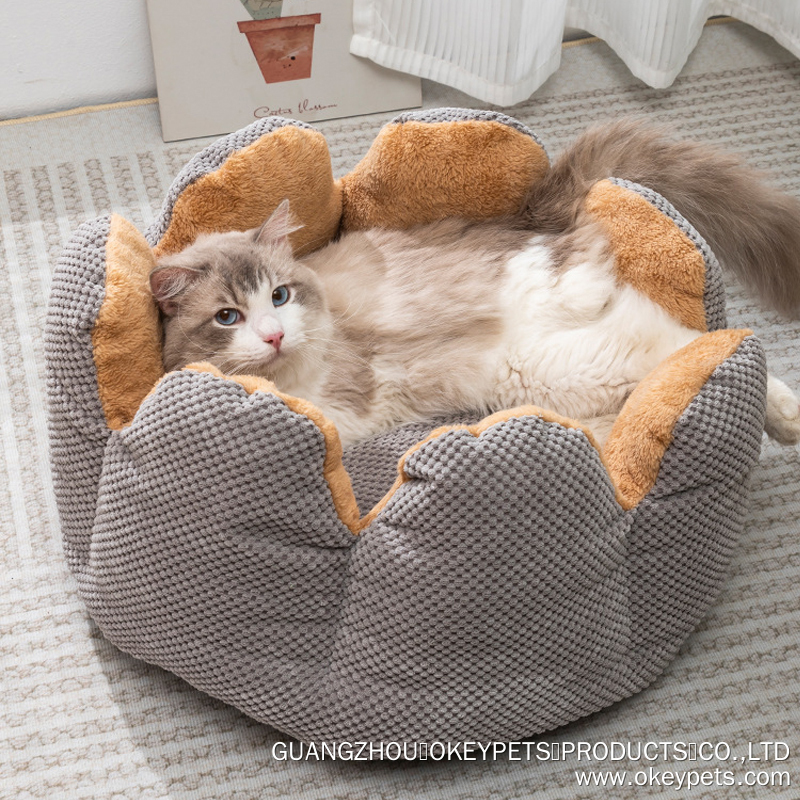 OKEYPETS Panier pour chat en tissu ultra doux et résistant, avec housse amovible et lavable et fond antidérapant 10