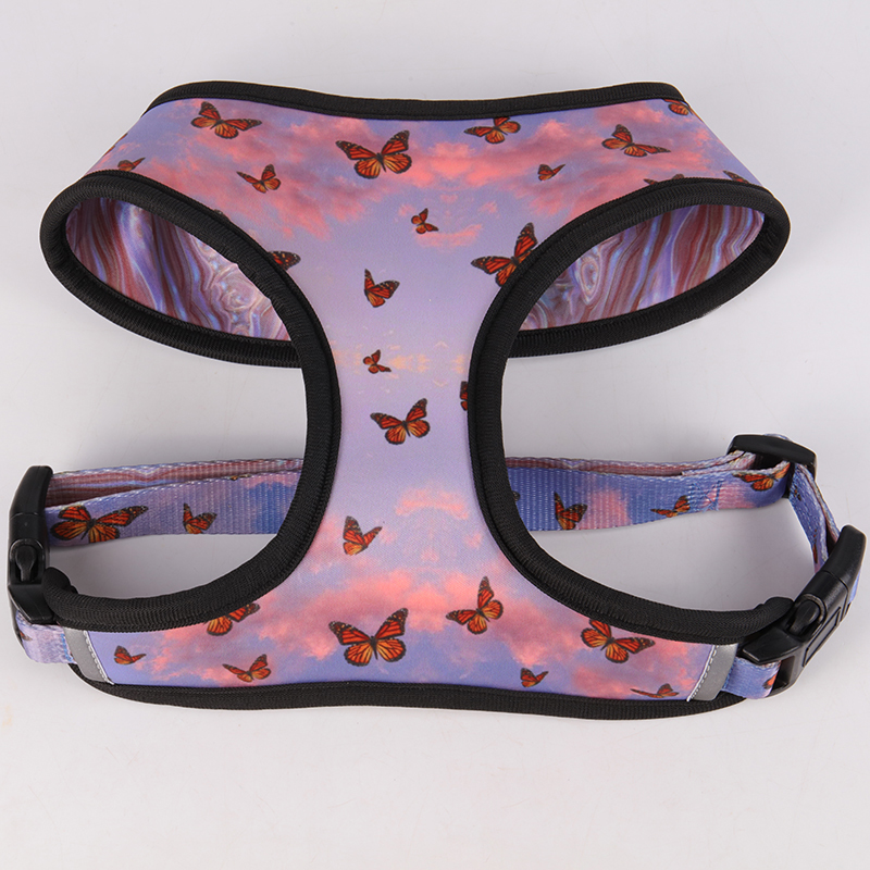 Wholesale Luxury Dog Items Polyester Reversible Dog Harness Set With Collar and Leash 8