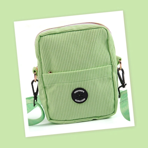 OKEYPETS Custom Designer Printing Strap Travel Pet Treat Pouch Corduroy Crossbody Walking Bag Dog Training Treat Bag 8
