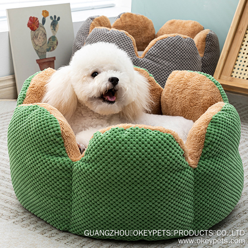 OKEYPETS Kattbäddar för inomhuskatt Tvättbara söta kattbäddar Kronbladsdjursbo för valp och kattunge 12