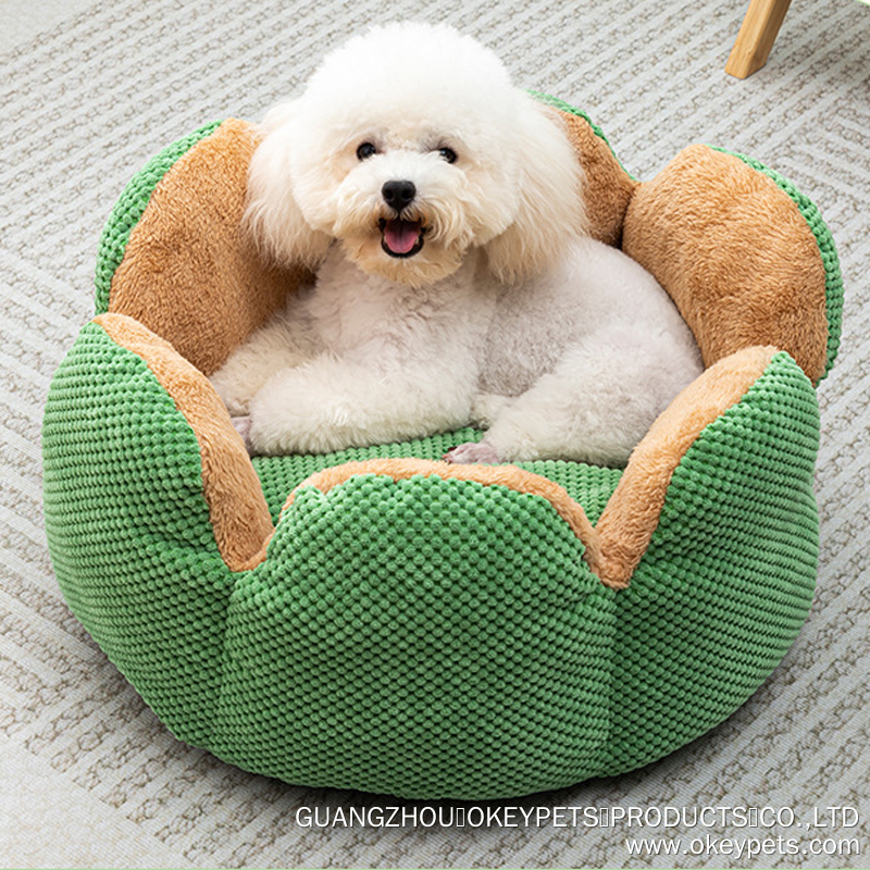 OKEYPETS Kattbäddar för inomhuskatt Tvättbara söta kattbäddar Kronbladsdjursbo för valp och kattunge 9