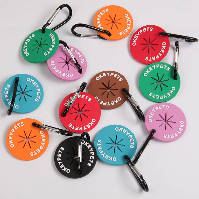 OKEYPETS - OKEYPETS PVC Gummi Nøgleringer Håndfri Holder Afføringspose Klemme Affaldspose Bærepose Holder Til Afføring Hunde Afføringspose Holder Klemme 1