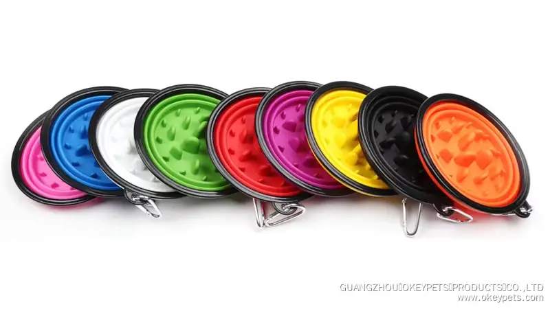 Gamelle de voyage pour chien, portable et pliable, en silicone, pour l'entraînement et l'alimentation lente. Offre spéciale sur les gamelles d'eau et de nourriture pour chien. 1