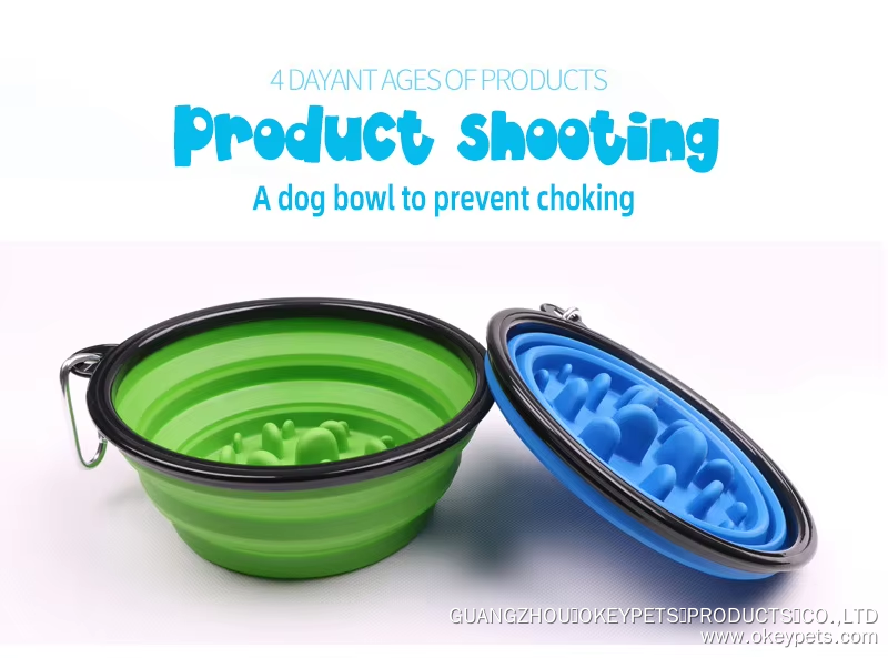 Gamelle de voyage pour chien, portable et pliable, en silicone, pour l'entraînement et l'alimentation lente. Offre spéciale sur les gamelles d'eau et de nourriture pour chien. 16