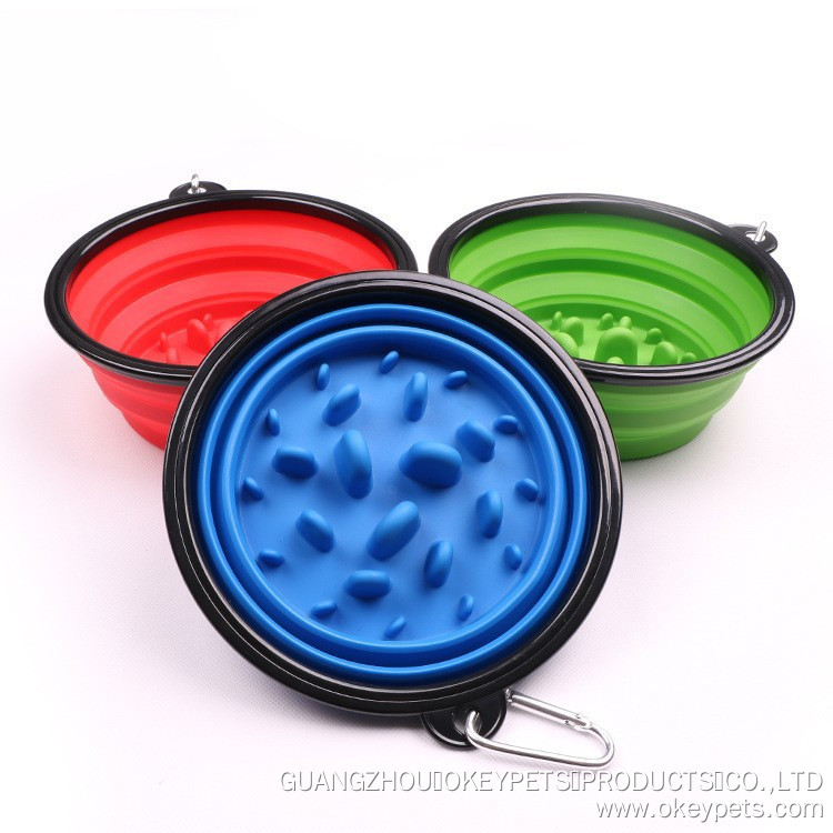 Gamelle de voyage pour chien, portable et pliable, en silicone, pour l'entraînement et l'alimentation lente. Offre spéciale sur les gamelles d'eau et de nourriture pour chien. 8