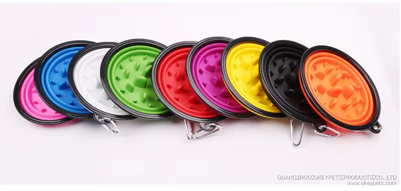 Gamelle de voyage pour chien, portable et pliable, en silicone, pour l'entraînement et l'alimentation lente. Offre spéciale sur les gamelles d'eau et de nourriture pour chien. 17