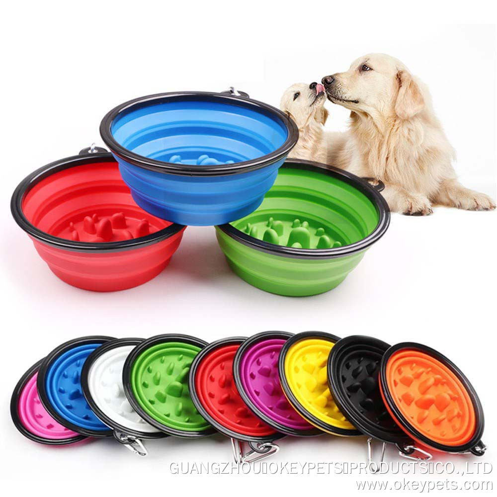 Gamelle de voyage pour chien, portable et pliable, en silicone, pour l'entraînement et l'alimentation lente. Offre spéciale sur les gamelles d'eau et de nourriture pour chien. 6