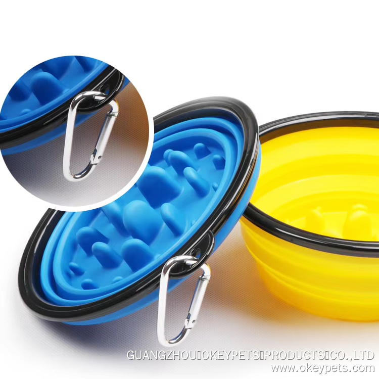 Gamelle de voyage pour chien, portable et pliable, en silicone, pour l'entraînement et l'alimentation lente. Offre spéciale sur les gamelles d'eau et de nourriture pour chien. 9