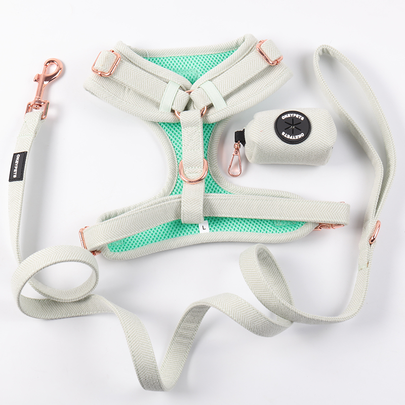 Ensemble de harnais pour chien rembourré en maille personnalisable, vente en gros de harnais en sergé pour l'extérieur 9