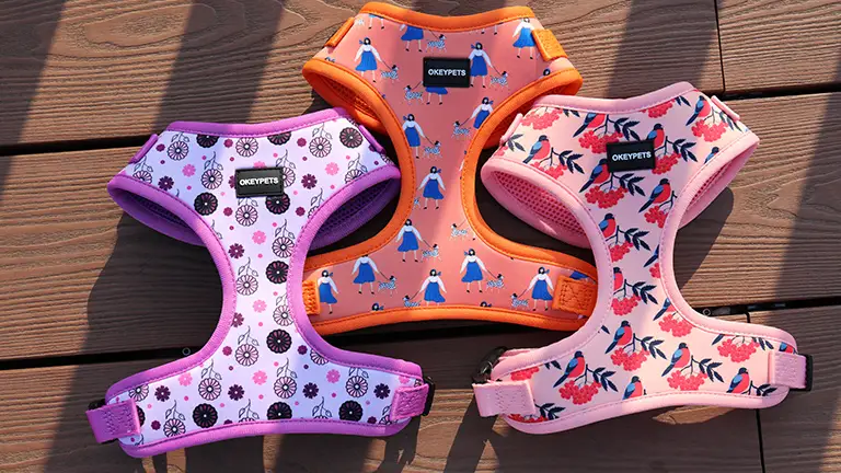 Harnais pour chien OKEYPETS de haute qualité, souple, logo personnalisé, couleur unie, sublimation, ensemble harnais de luxe 1