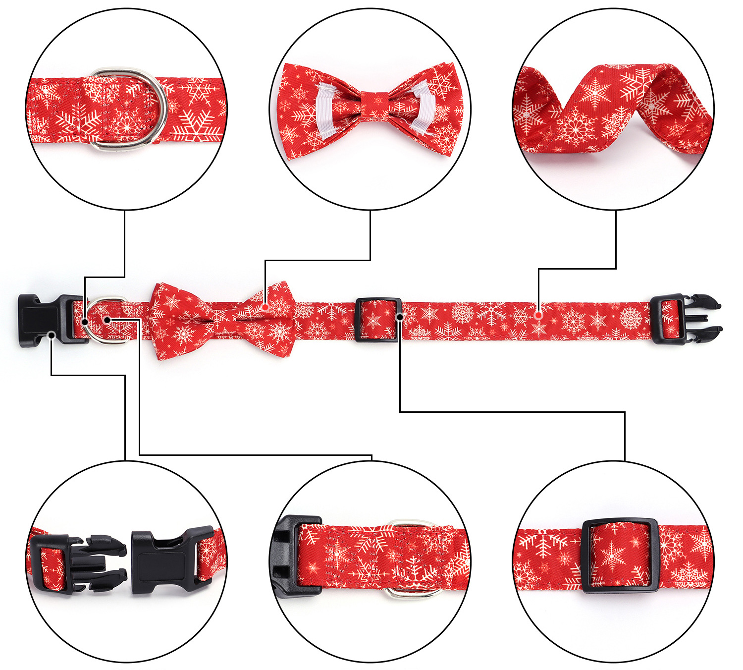 Collier de Noël mignon pour chien avec nœud papillon 15