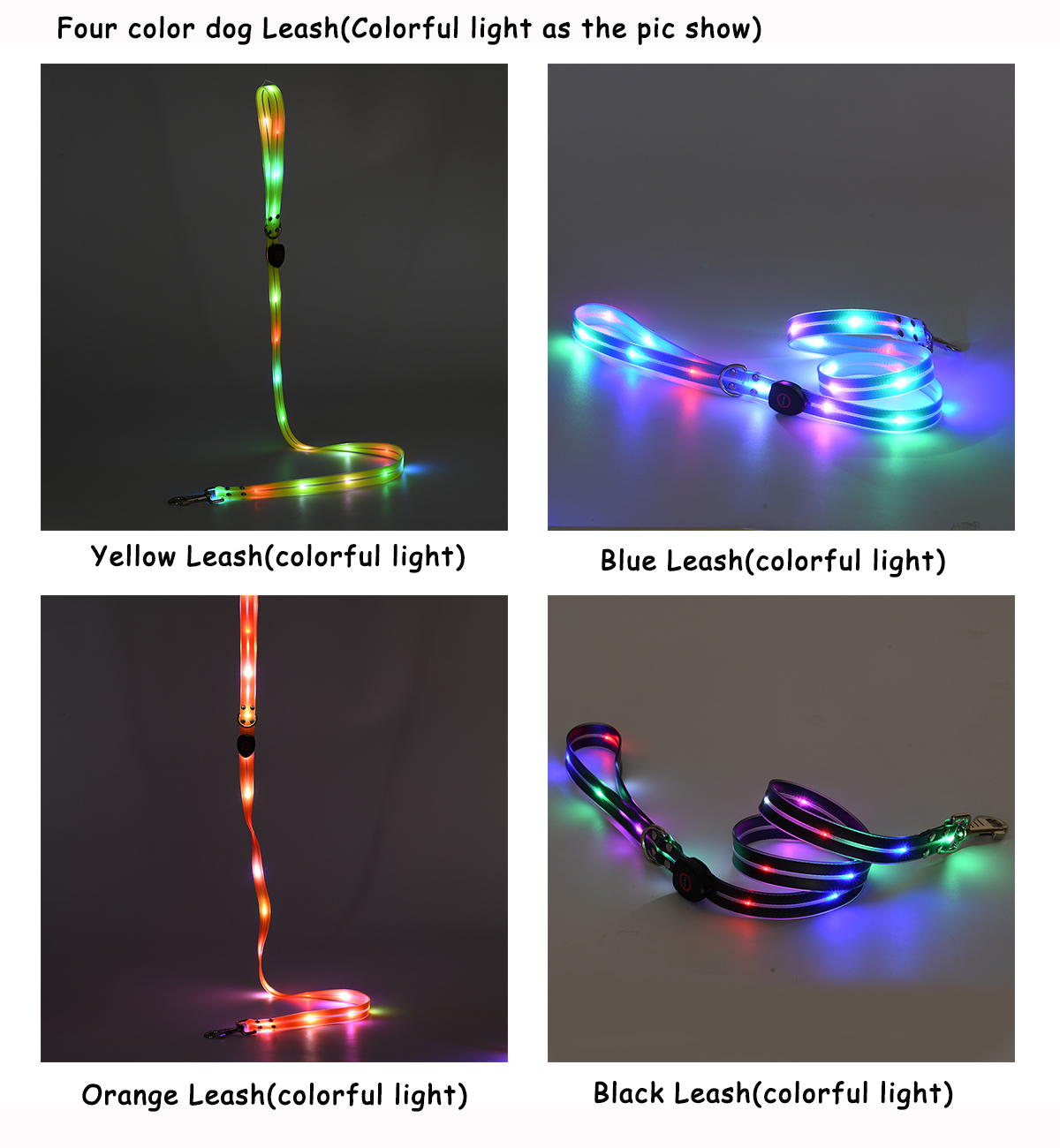 Laisse et collier lumineux LED pour chien, rechargeables et étanches, phosphorescents. 13