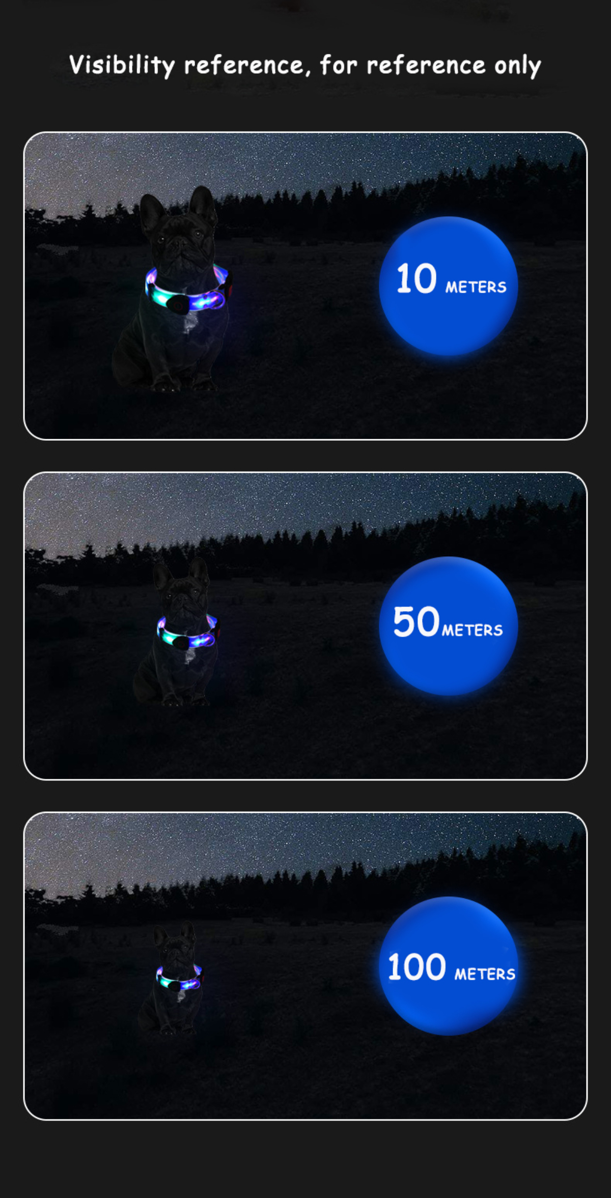 Laisse et collier lumineux LED pour chien, rechargeables et étanches, phosphorescents. 11