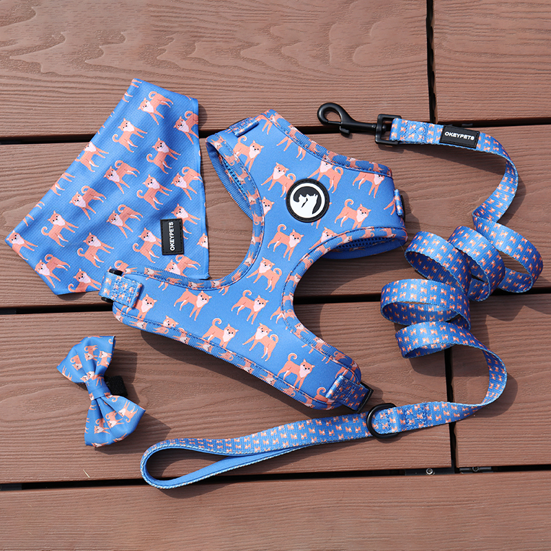 Rózsaszín kutyahám mellény szett elülső klipsz fényvisszaverő kutyahám nyakörv póráz kis-közepes fajtájú háziállatoknak 20