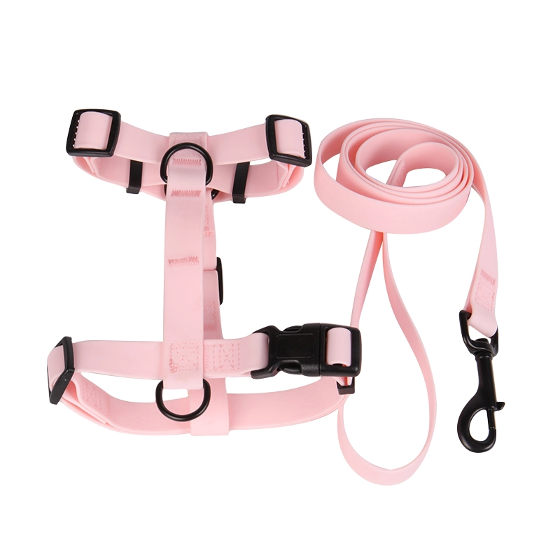 Collier pour chien OKEYPETS rose, ajustable et imperméable, en PVC, avec boucle et anneau métallique. 8