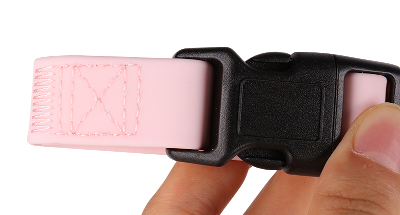 Collier pour chien OKEYPETS rose, ajustable et imperméable, en PVC, avec boucle et anneau métallique. 11