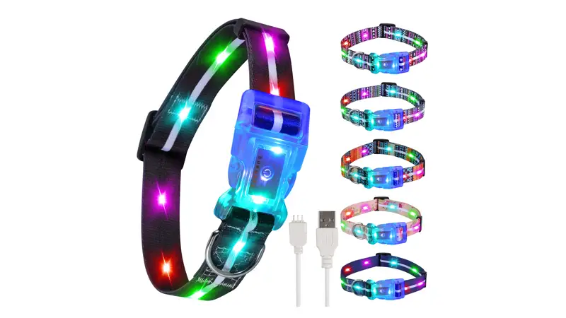 Collier lumineux LED OKEYPETS pour chiens de taille moyenne et grande, compatible USB 1