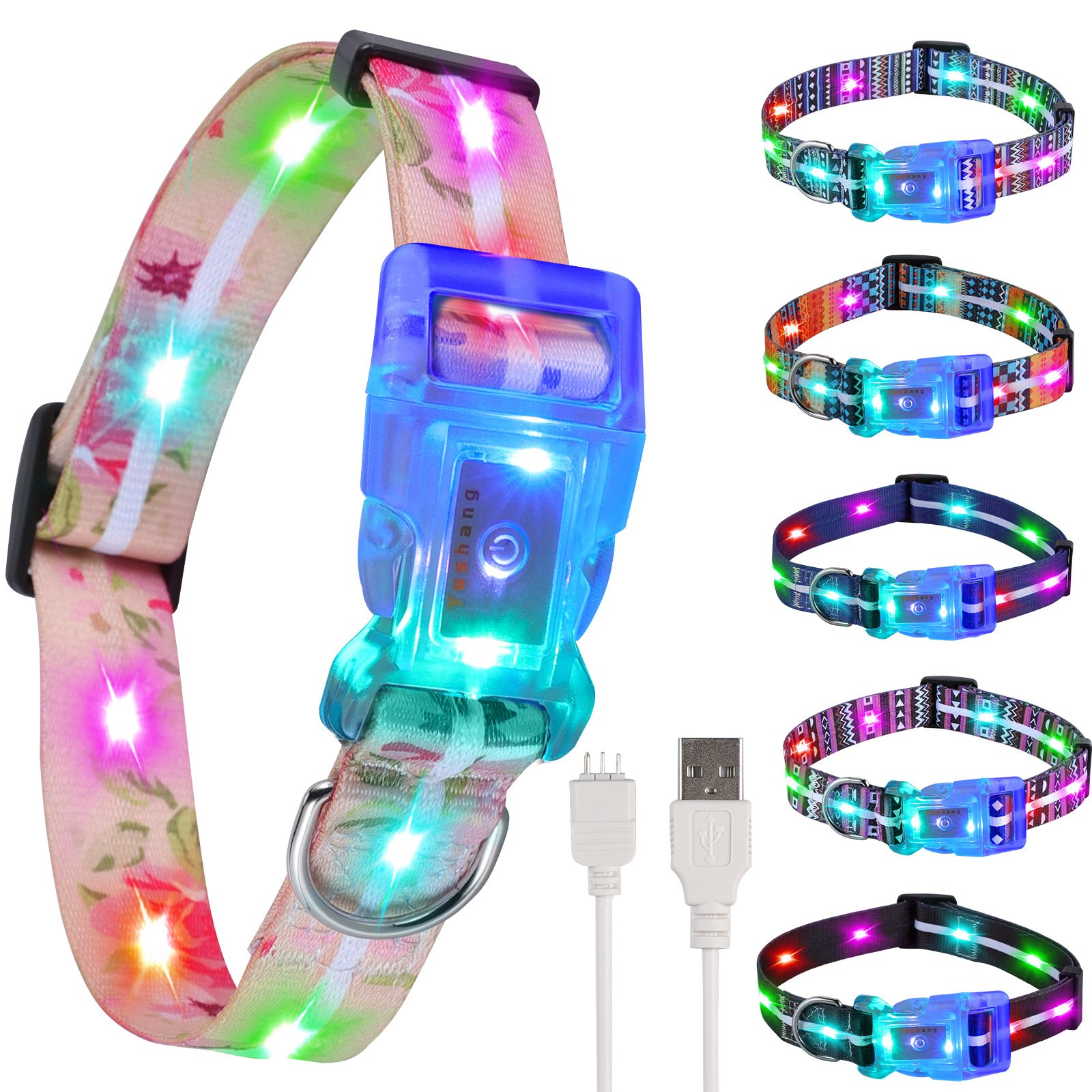 Collier lumineux LED OKEYPETS pour chiens de taille moyenne et grande, compatible USB 15