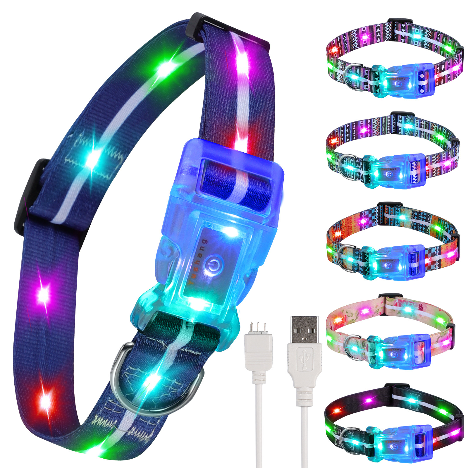 Collier lumineux LED OKEYPETS pour chiens de taille moyenne et grande, compatible USB 13