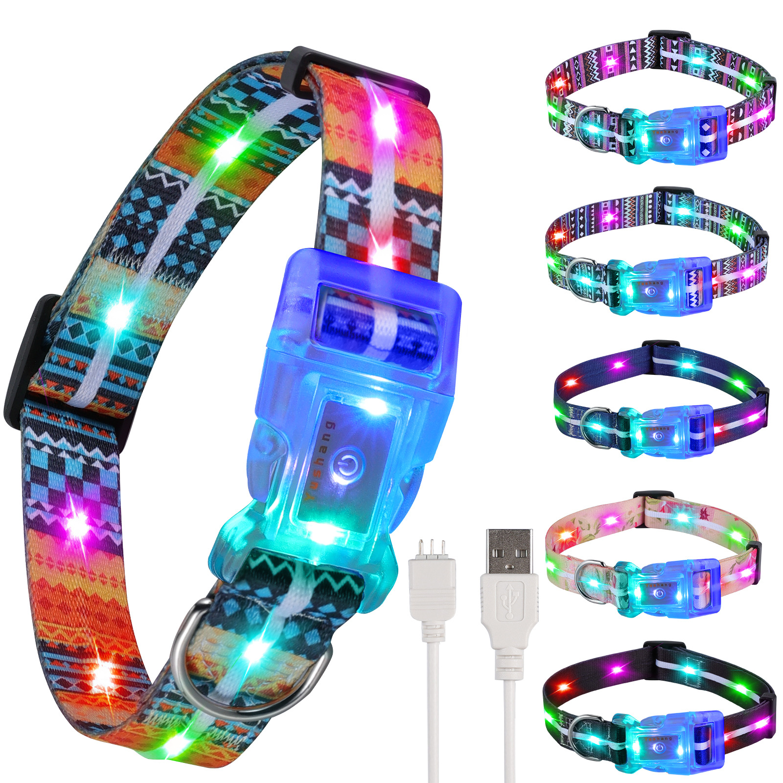 Collier lumineux LED OKEYPETS pour chiens de taille moyenne et grande, compatible USB 14