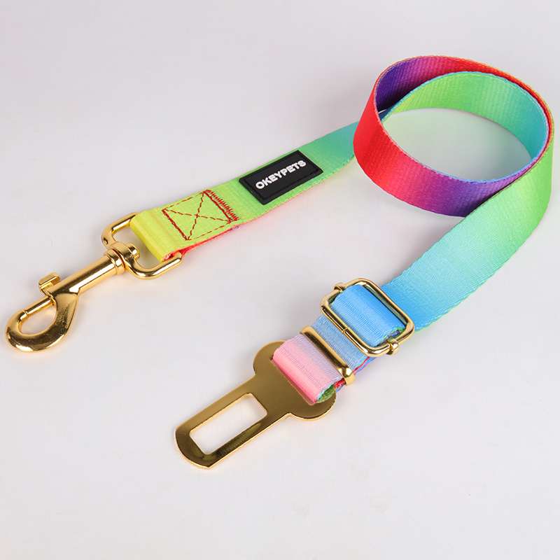 OKEYPETS Rainbow Dog Harness Set Printing Design Safety Adjustable Breathable Air Mesh Dog Harness And Collar Leash Set1 6