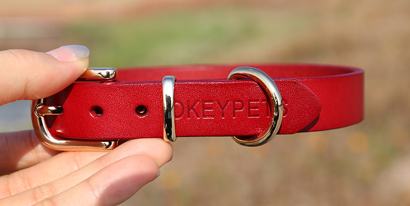 OKEYPETS - Collier de luxe en cuir épais, souple et résistant à l'usure pour chien, avec système de sécurité intégré. 11