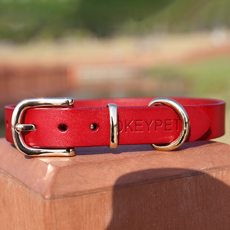 OKEYPETS - Collier de luxe en cuir épais, souple et résistant à l'usure pour chien, avec système de sécurité intégré. 15