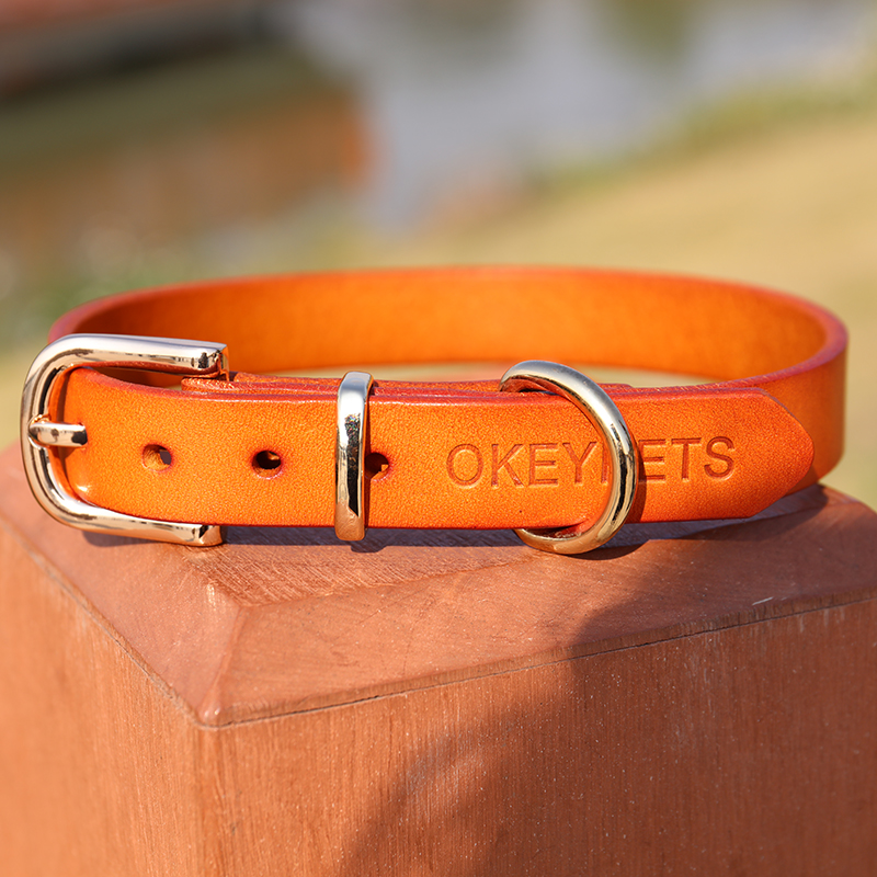 OKEYPETS - Collier de luxe en cuir épais, souple et résistant à l'usure pour chien, avec système de sécurité intégré. 17