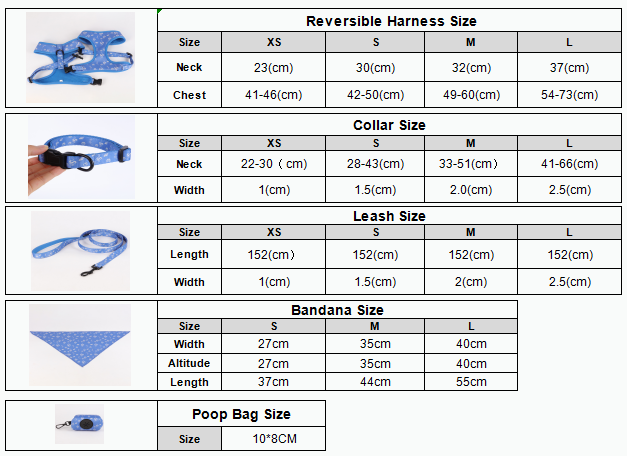 Harnais pour chien robuste et personnalisé en néoprène avec motif personnalisé, collier et laisse inclus. 12