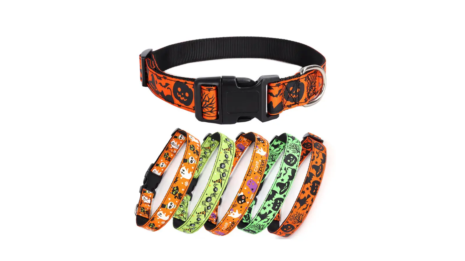 Halloween-halsbånd til hund, gresskar, flaggermus og spøkelse, mønster for små, mellomstore hunder 1