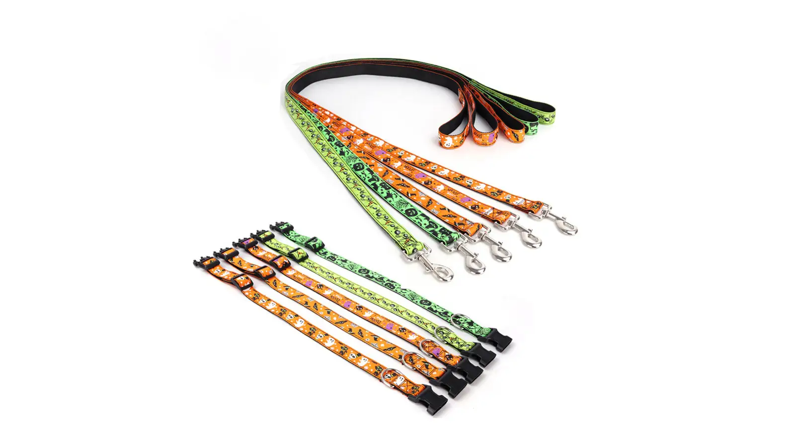 Halloween Dog Leash Durable Orange Green Dog Leashes with Soft Handle 1