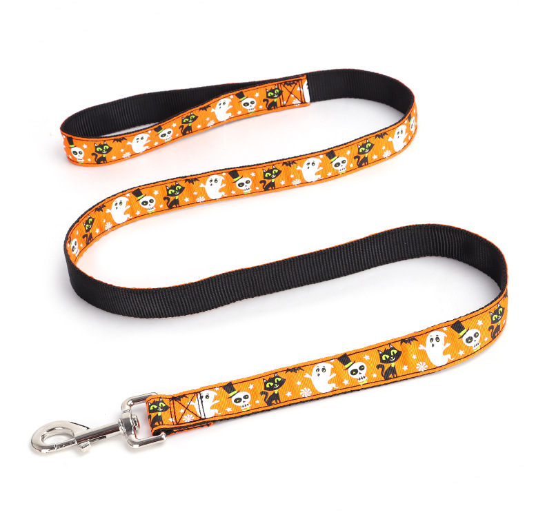 Halloween Dog Leash Durable Orange Green Dog Leashes with Soft Handle 13
