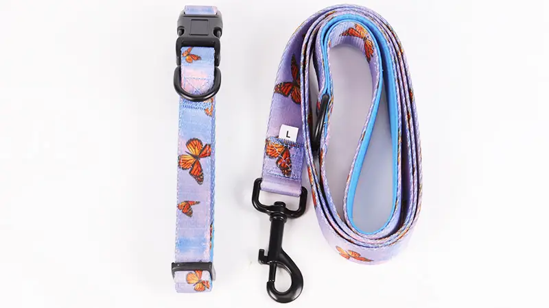 OKEYPETS Accessoires pour animaux de compagnie Ensemble laisse et collier de promenade confortable et doux pour chien 1