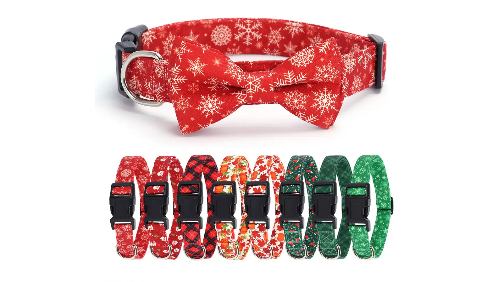 Collier de Noël pour chien | Motif flocons de neige/carreaux 1