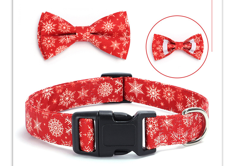 Collier de Noël pour chien | Motif flocons de neige/carreaux 10