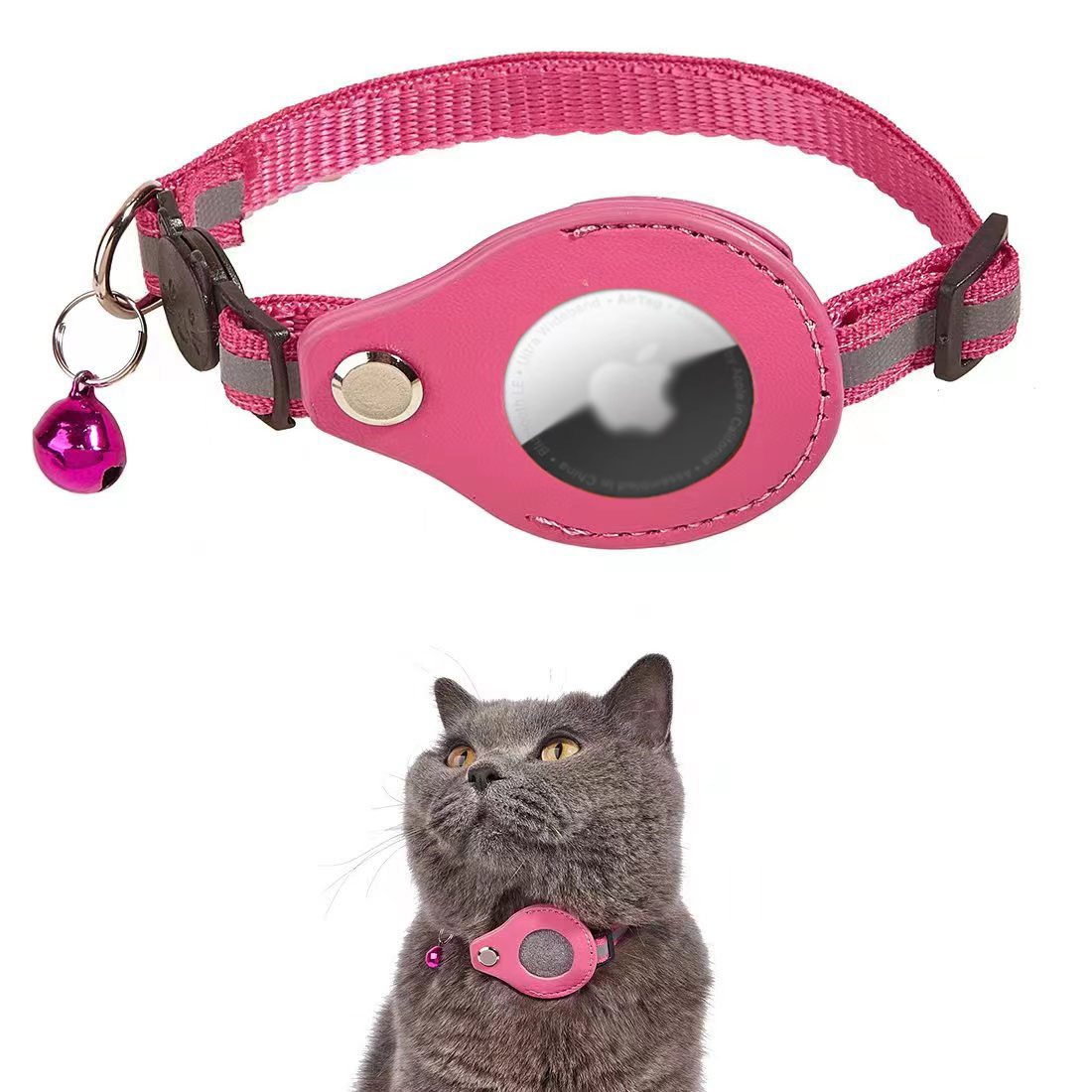 Collier GPS de suivi pour chat, coloris uni, disponible en neuf couleurs et une taille unique. 18