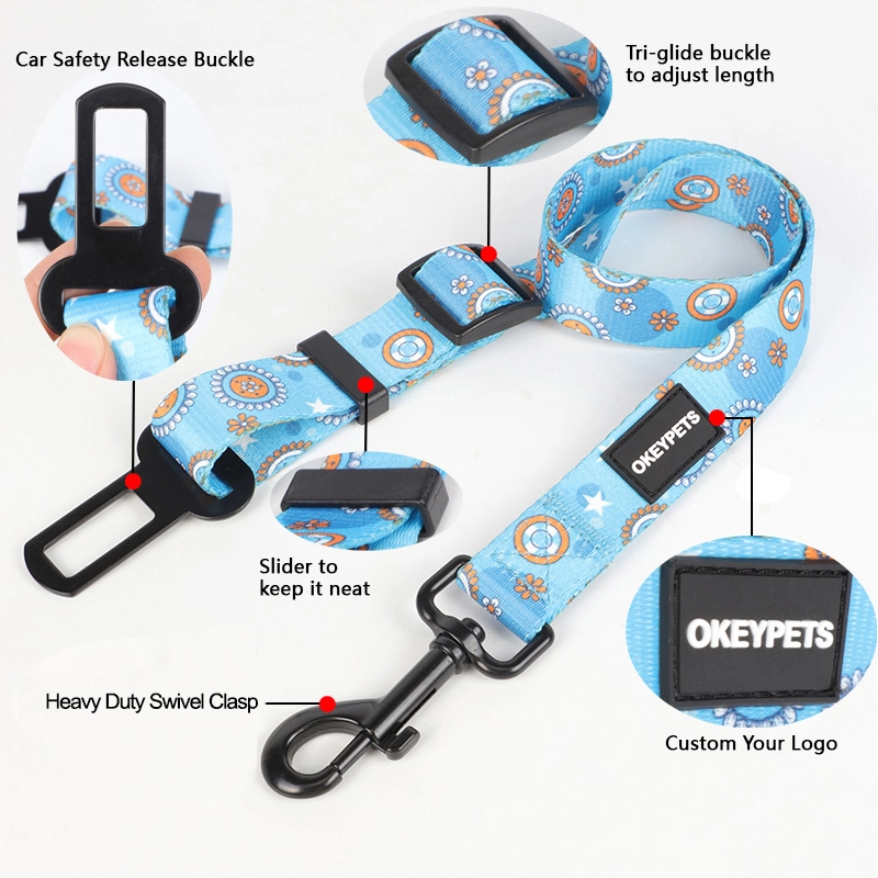 Laisse de sécurité réglable pour chien OKEYPETS, en polyester, avec ceinture de sécurité pour animaux de compagnie (fabricant) 7