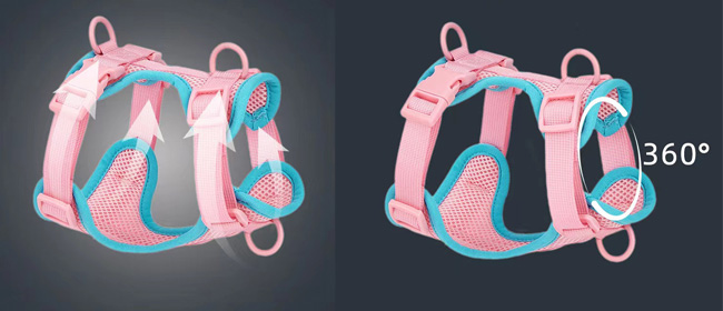 Harnais de protection pour chat et chien avec ventilation réglable et couleurs assorties 9