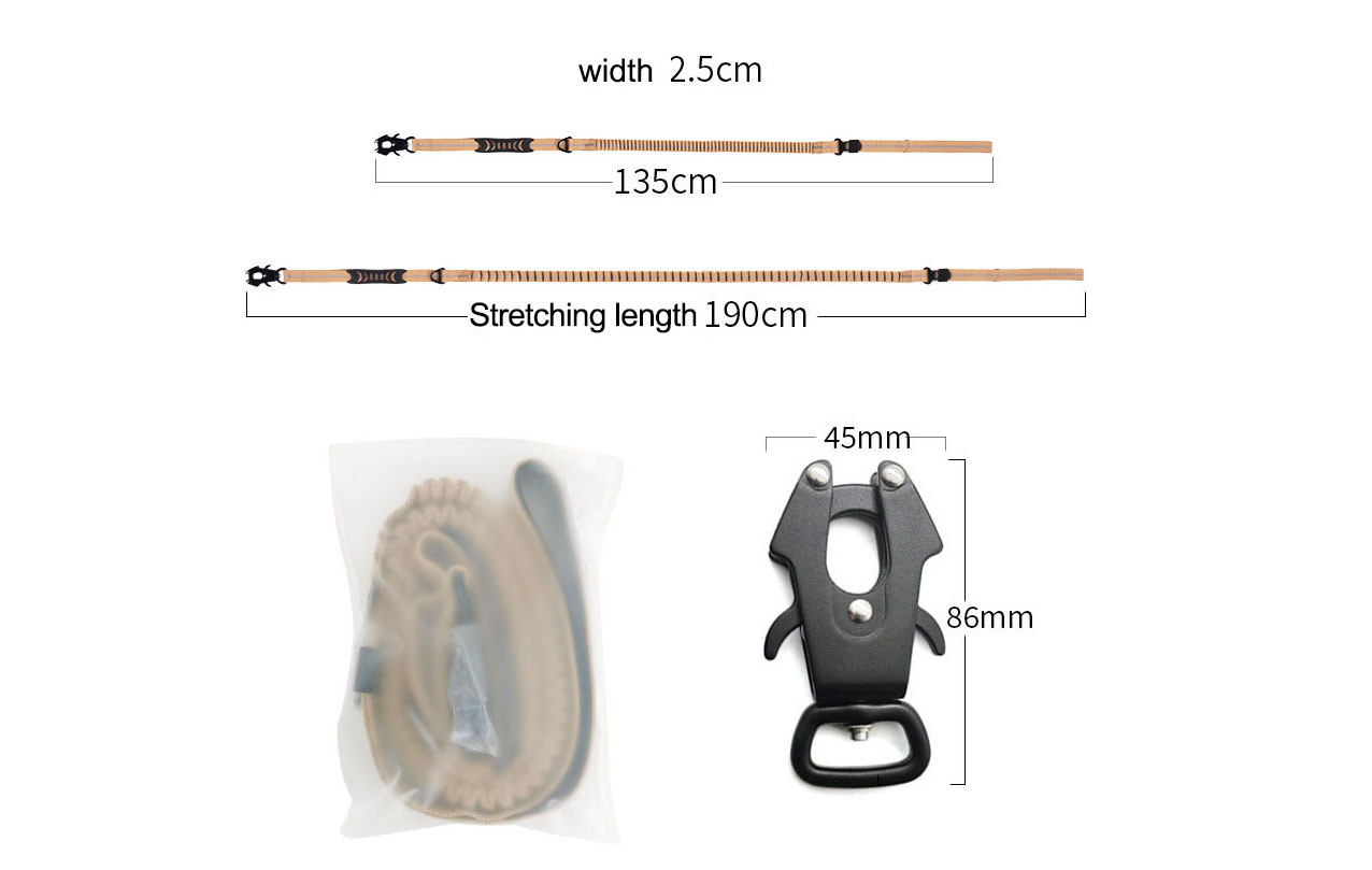Laisse extensible tactique d'entraînement pour chiens de grande taille avec poignée en PVC 7