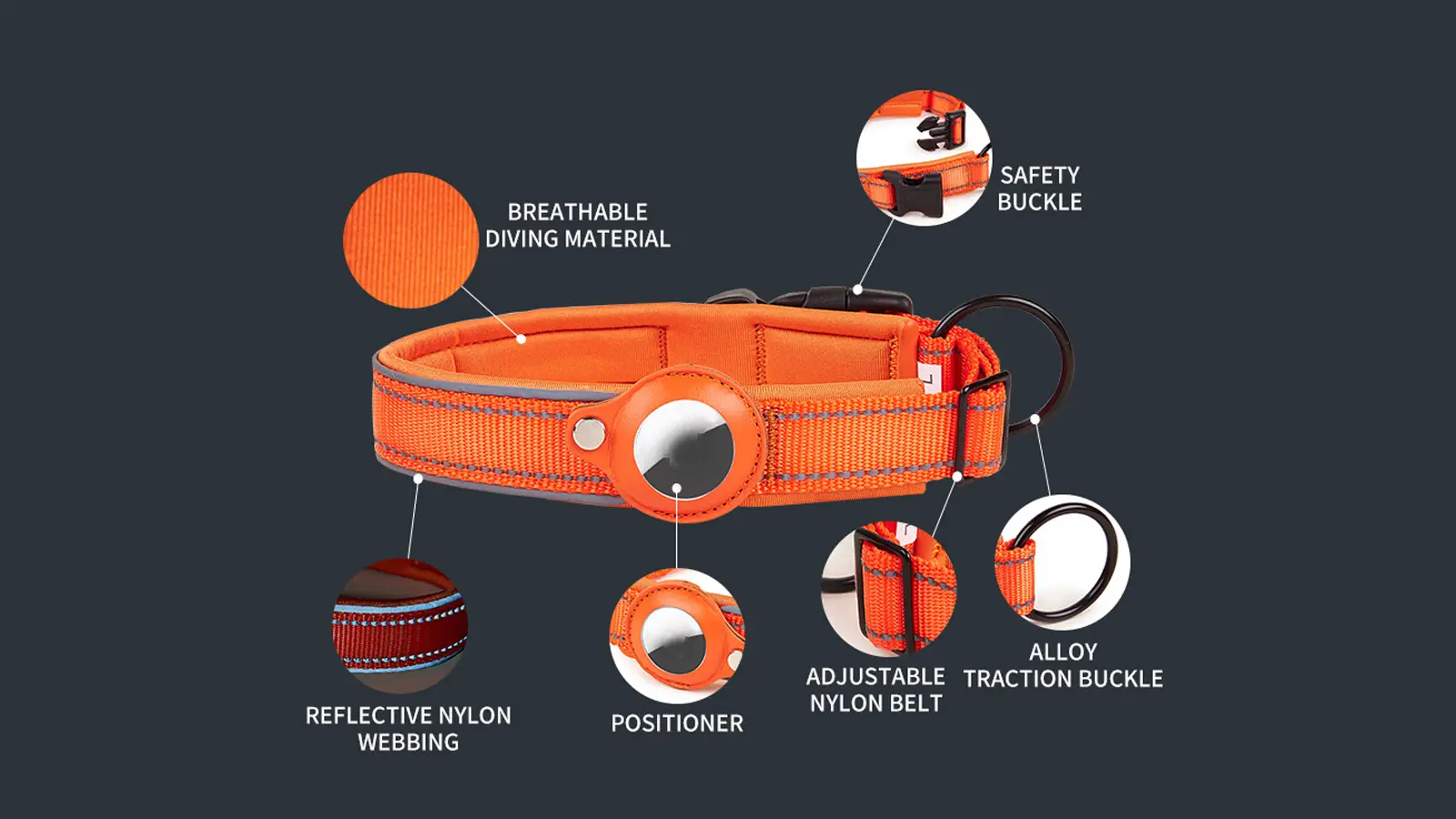 Collier de suivi GPS pour chien, coloris uni, disponible en 8 couleurs et 4 tailles. 1