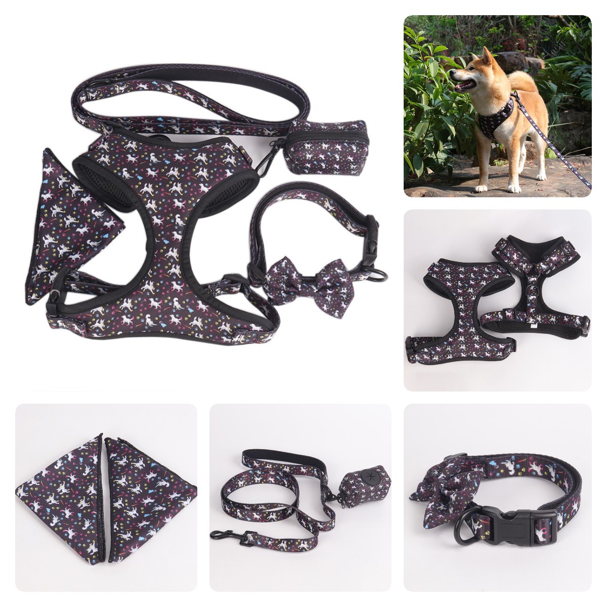 OKEYPETS Produits pour animaux de compagnie en néoprène souple, ensemble laisse et collier ajustable, adorable et tendance 16